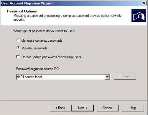 Password options. Перемещение профиля терминальный сервис в Windows ser 2016.